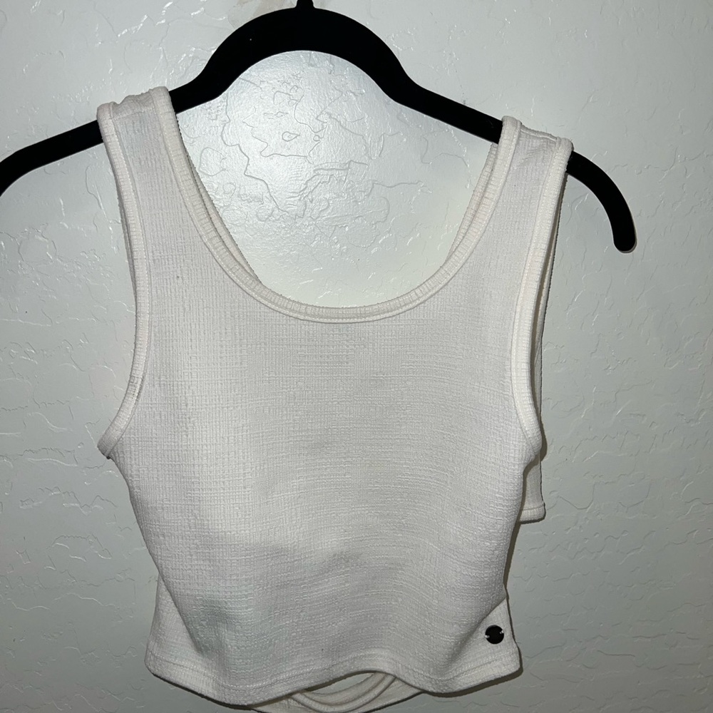 Roxy Cropped White Tank Top (open slit in the back)